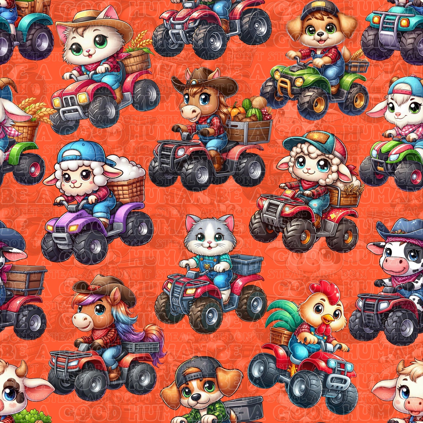 Farm animals buggy orange