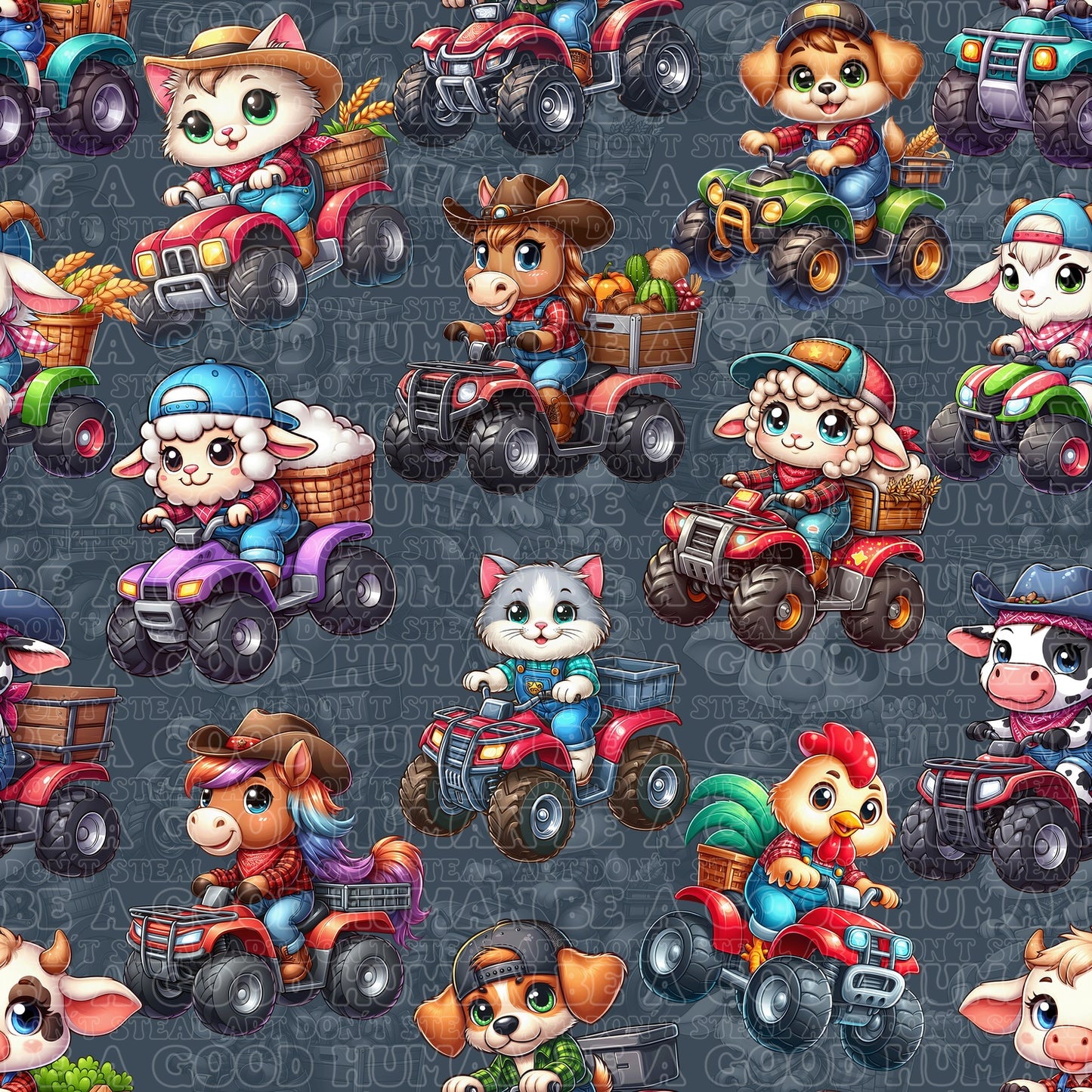 Farm animals buggy grey