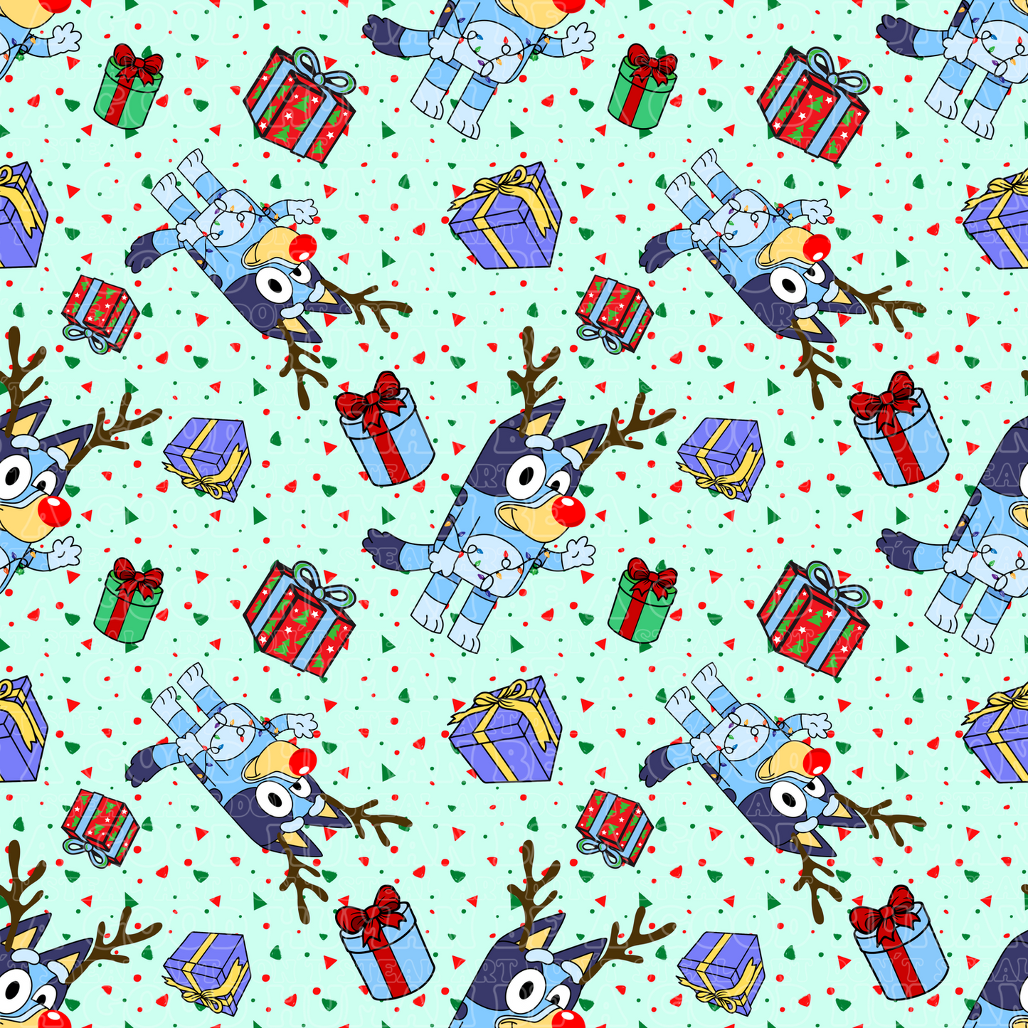 Christmas Blue Dog 24