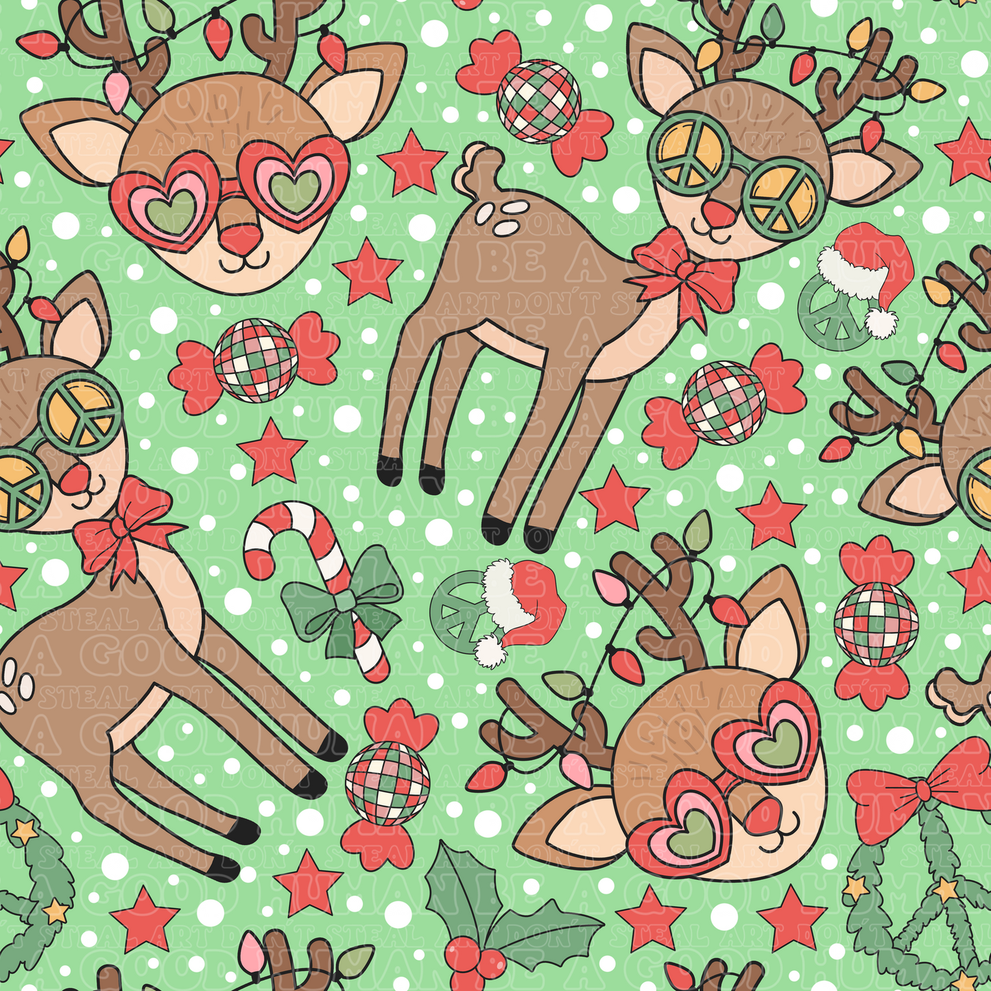 Christmas Groovy Reindeer green