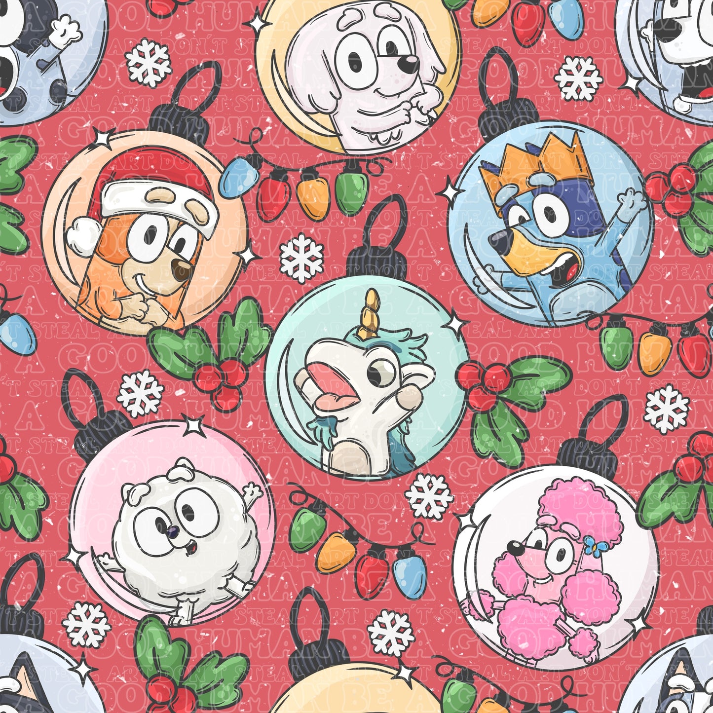 Christmas Blue Dog 6