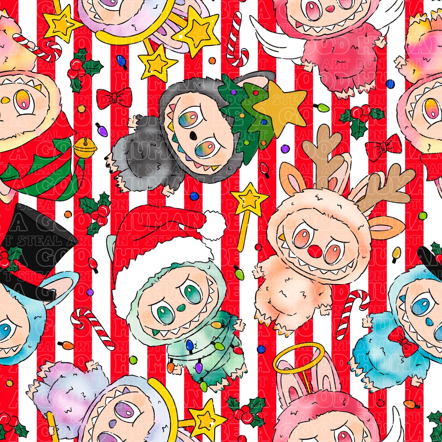 Christmas Labubu stripe