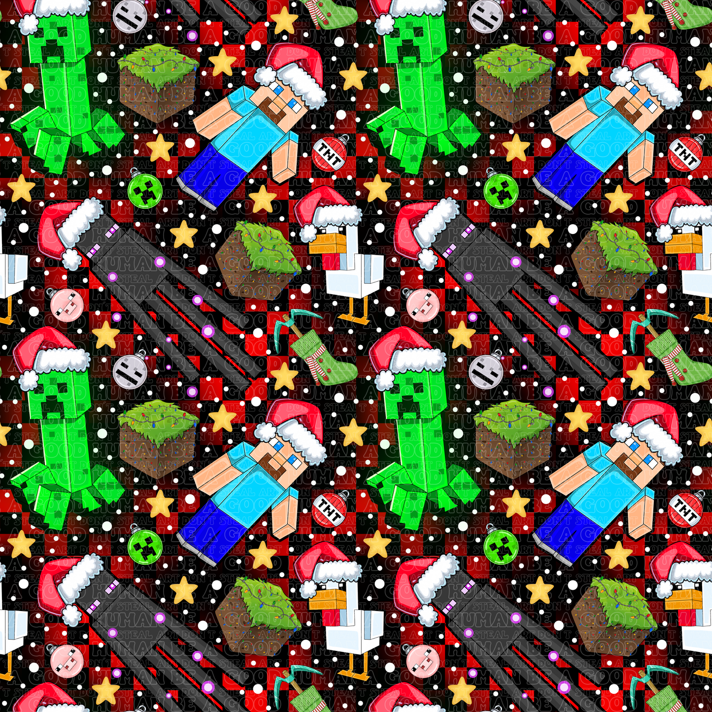 Christmas Minecraft red check