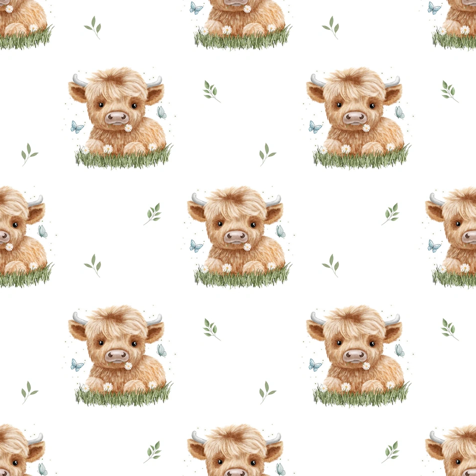 Farm animals highland cow white