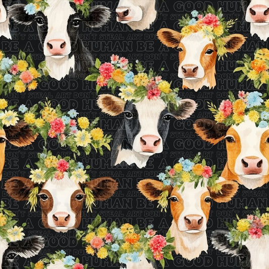 Farm animals cows floral