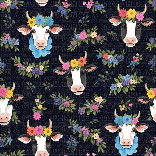 Farm animals cows floral 2