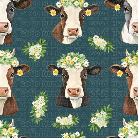 Farm animals cows floral 3