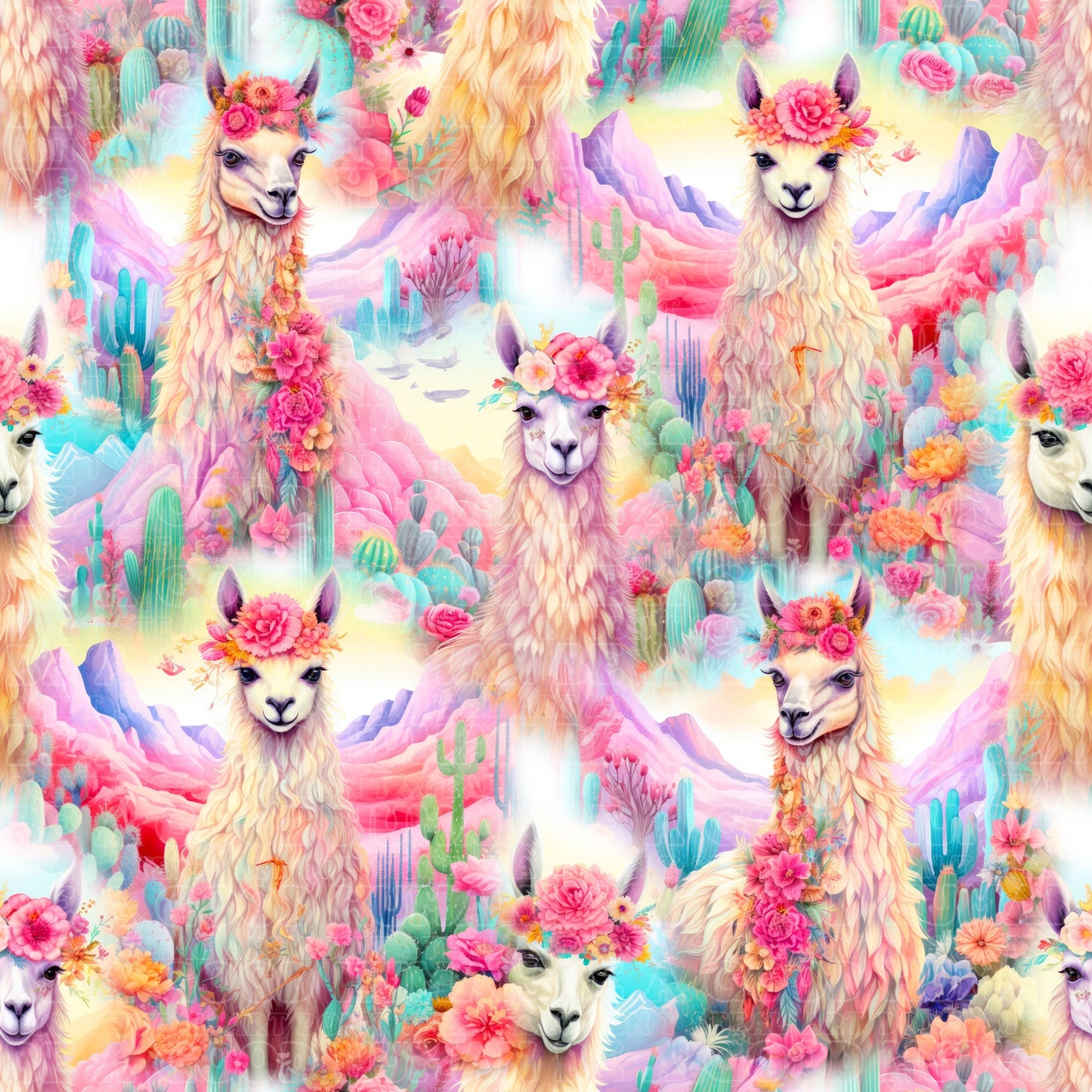 Farm animals floral lamas
