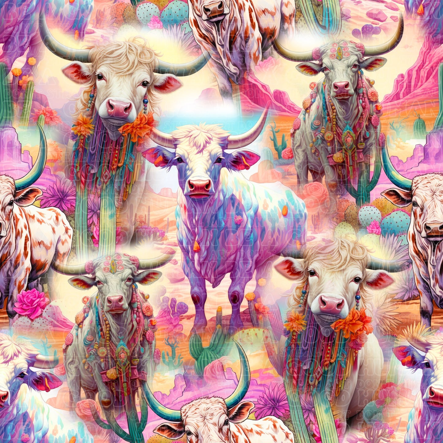 Farm animals floral cows