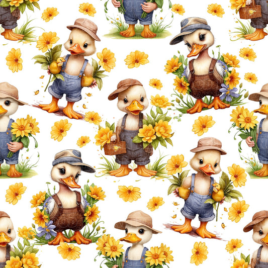Farm animals floral ducks