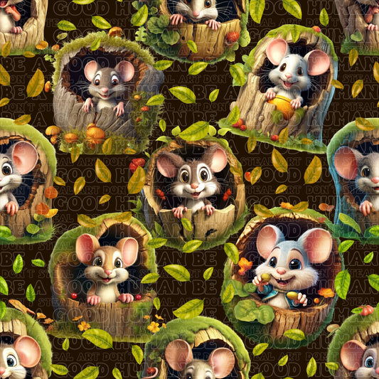 Animals mouse in a log