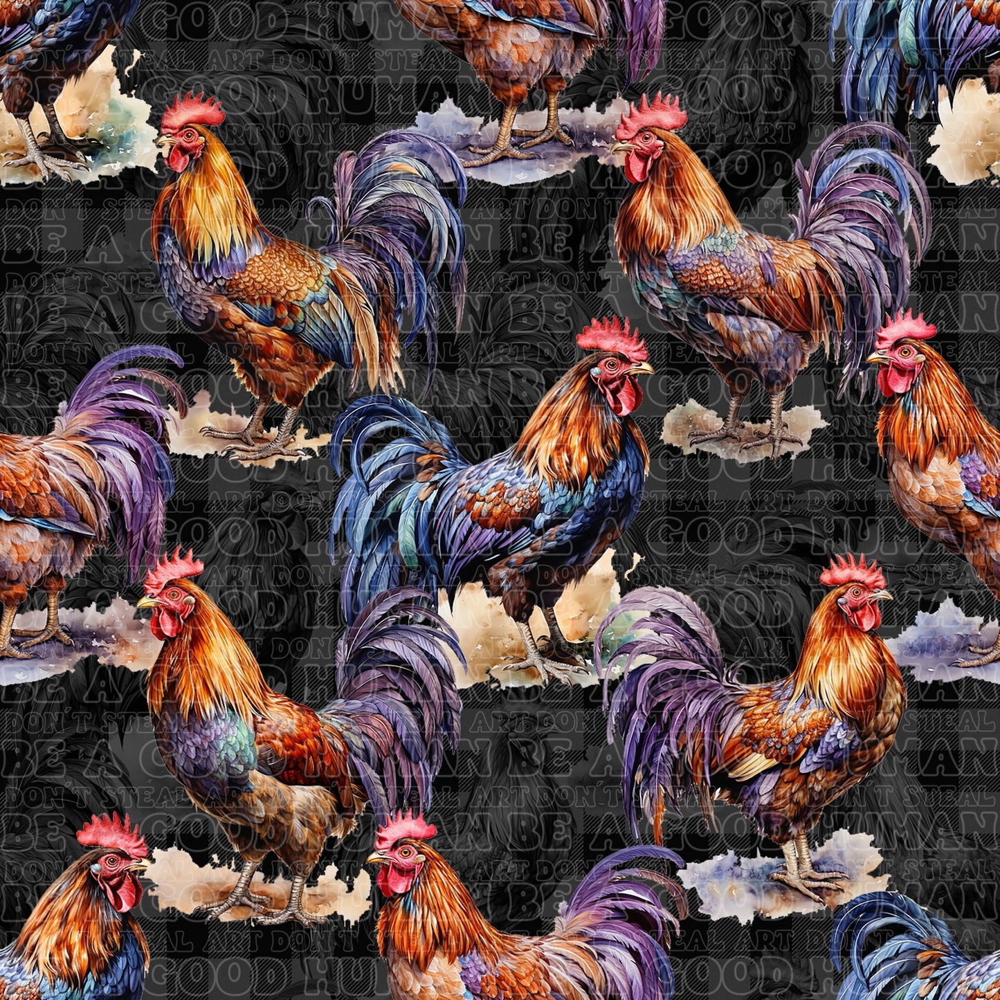 Farm animals roosters black