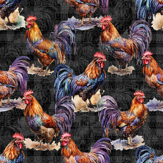 Farm animals roosters black