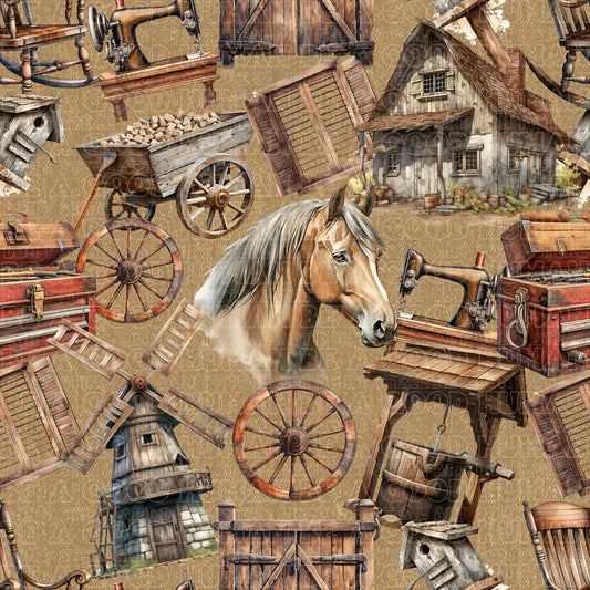 Farm animals old barn