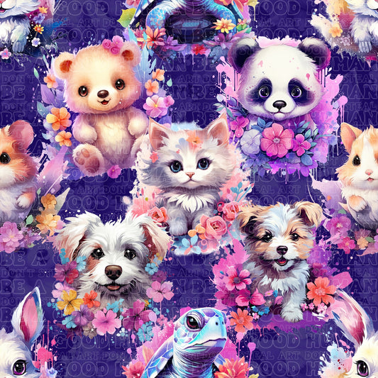 Animals floral purple