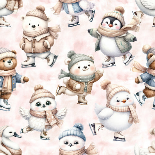 Animals ice skating