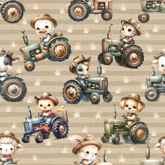 Farm animals on tractors