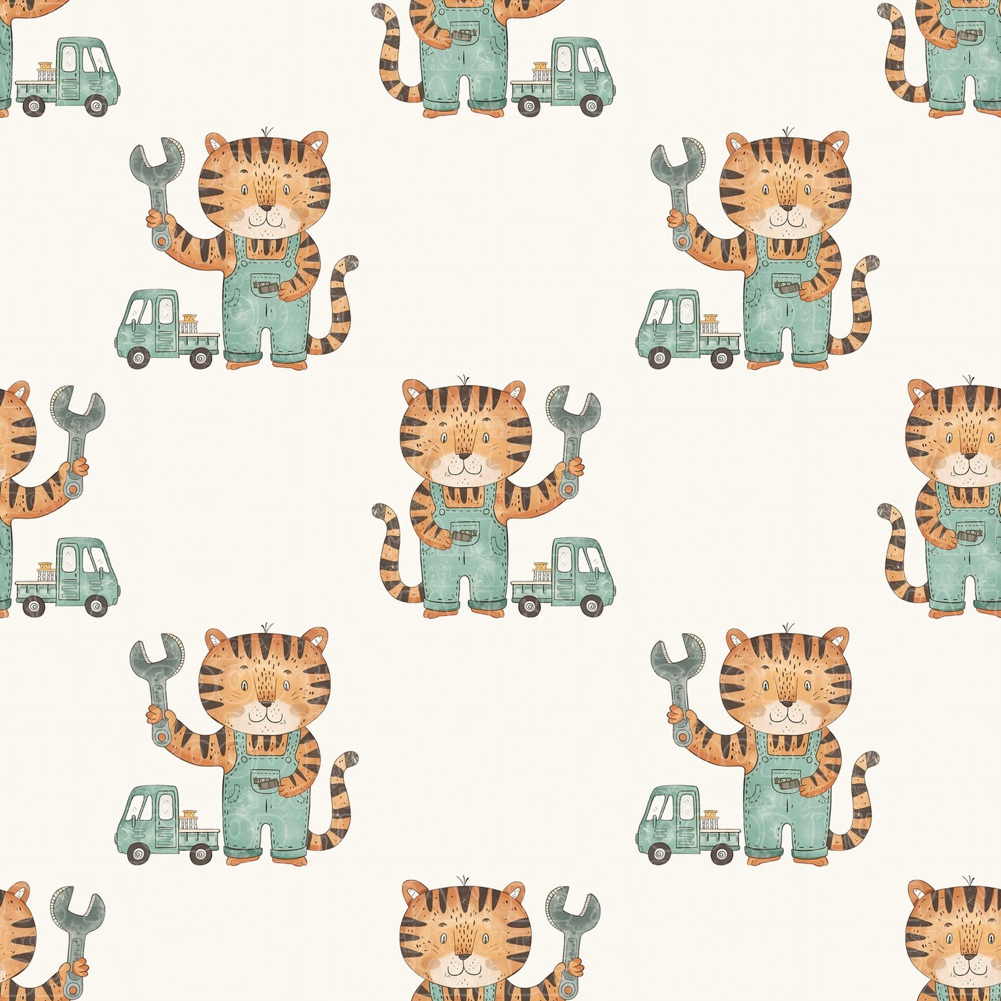 Animals tiger with a truck