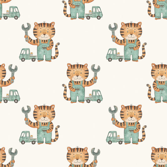 Animals tiger with a truck