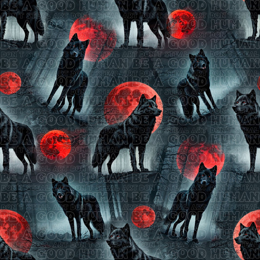 Animals wolf blood moon