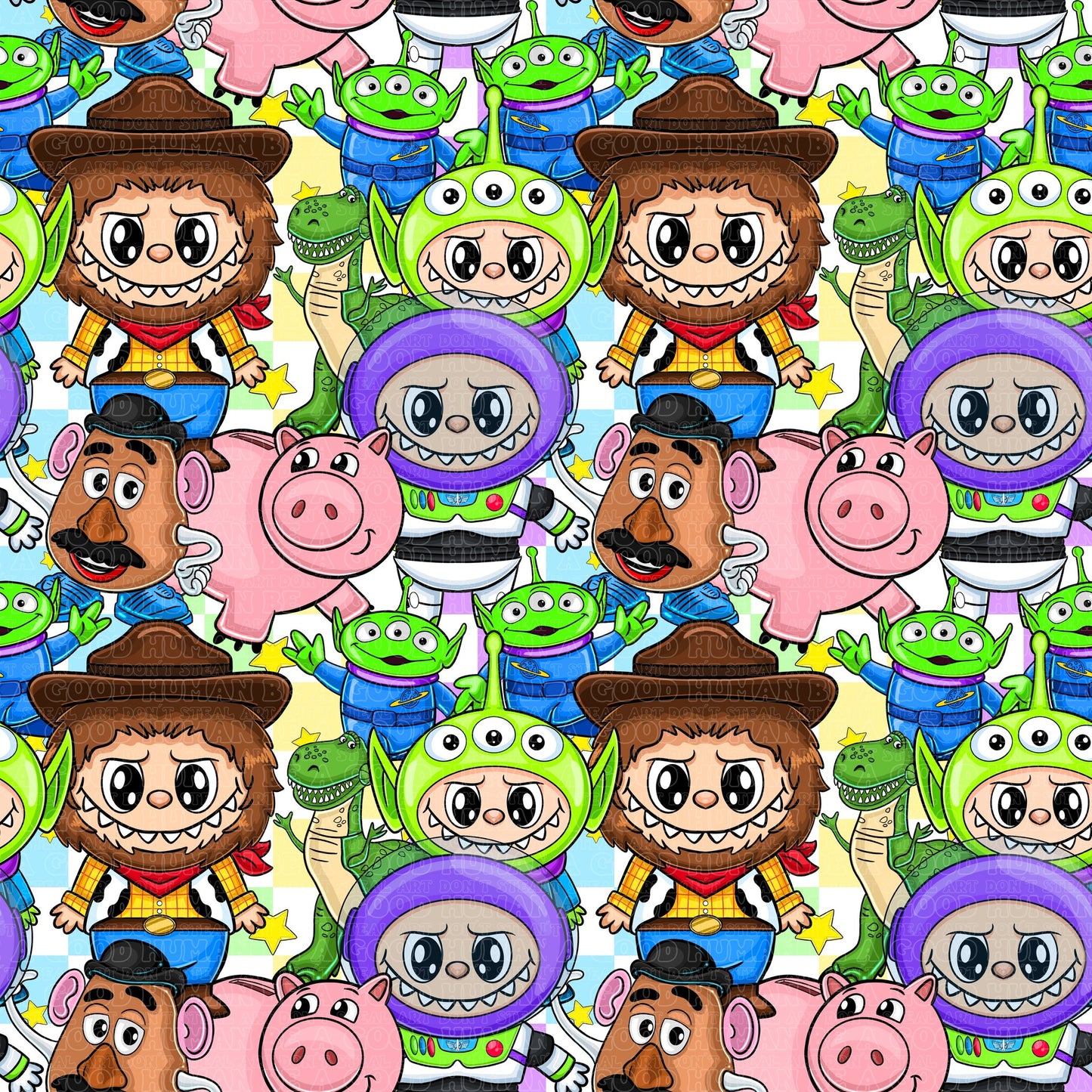 Labubu 12 Toy Story checkered