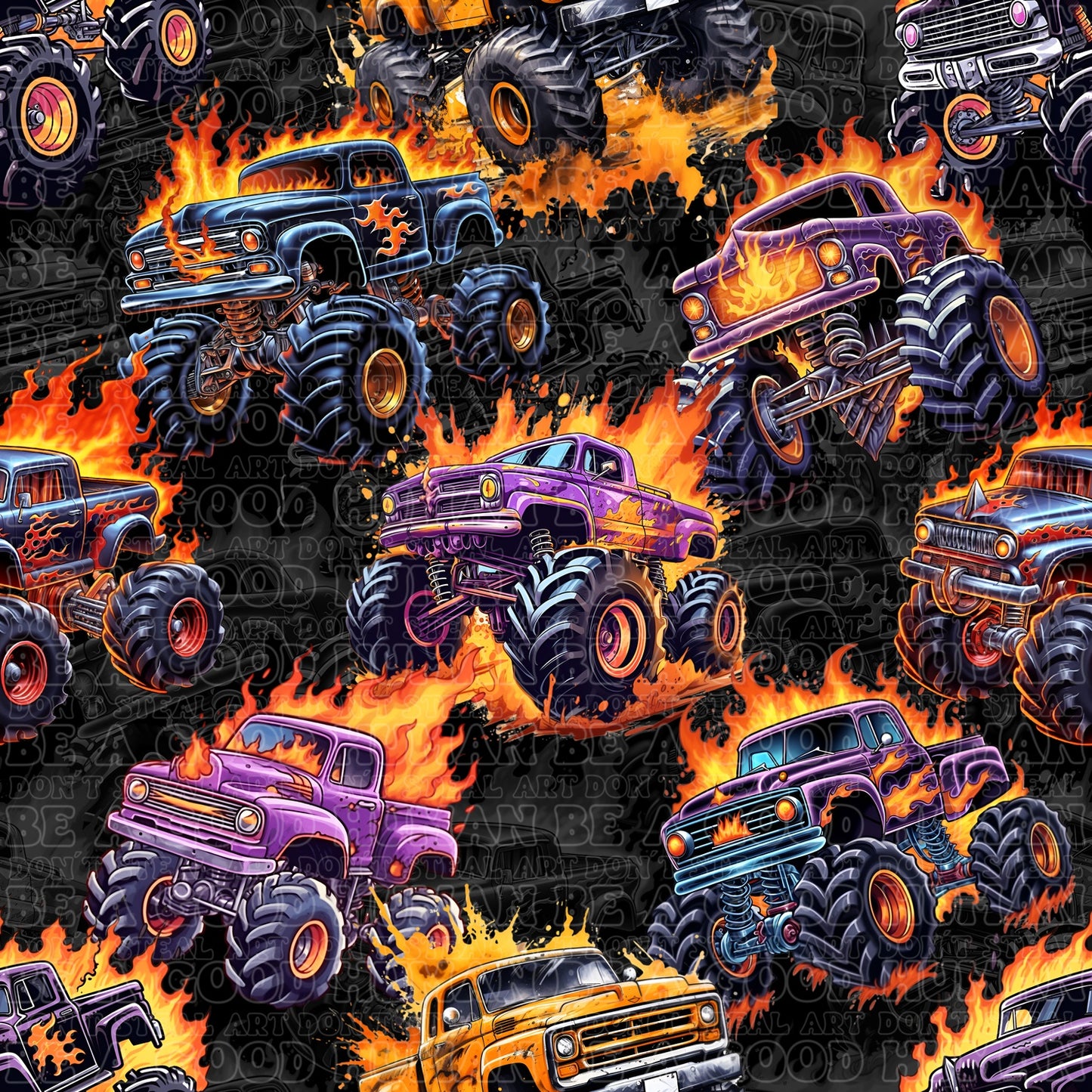 Monster trucks flame