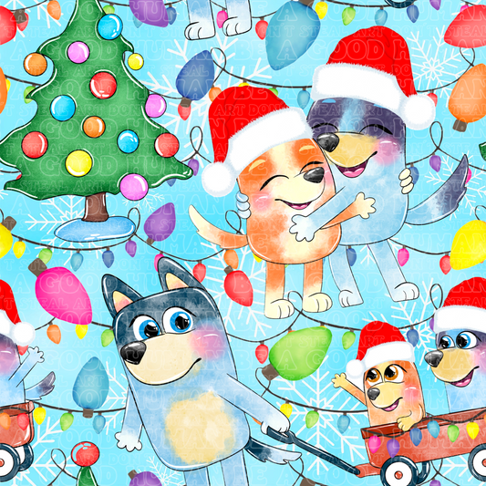 Christmas Blue Dog 34