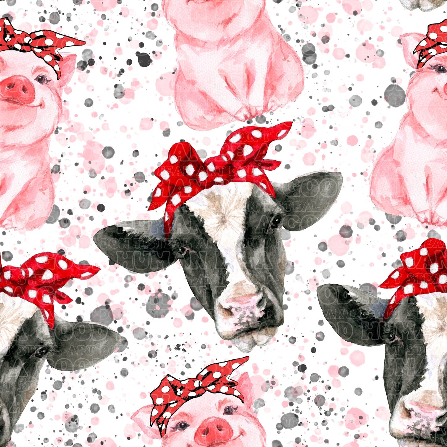 Farm animals cow, pig