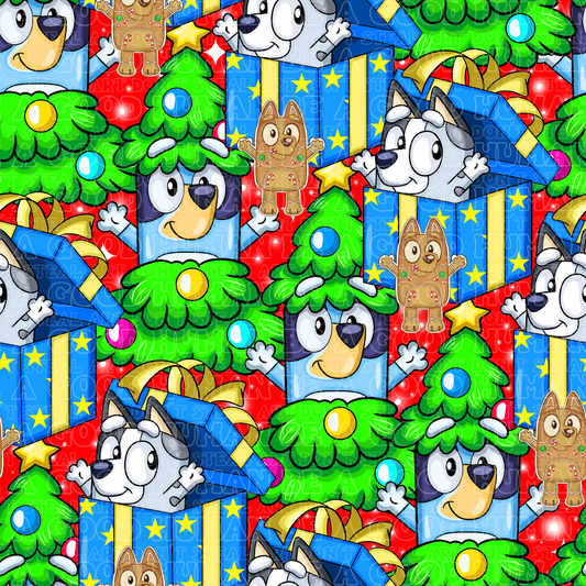 Christmas Blue Dog 23