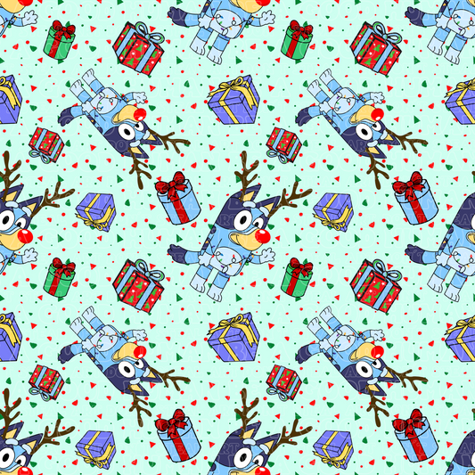 Christmas Blue Dog 24
