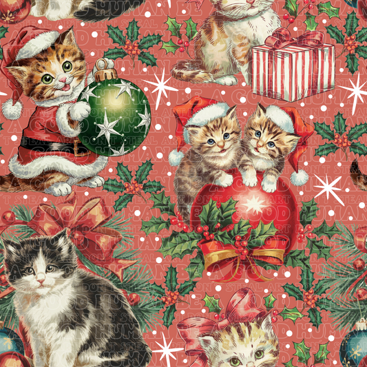 Christmas kitties red