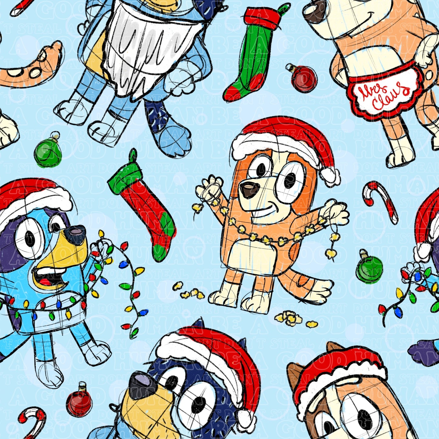 Christmas Blue Dog 19