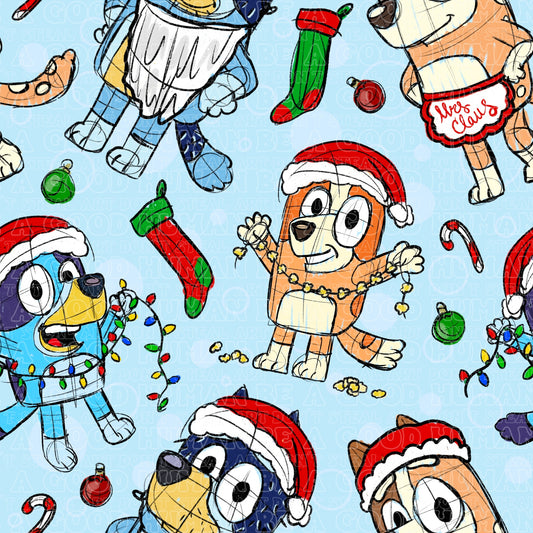 Christmas Blue Dog 20