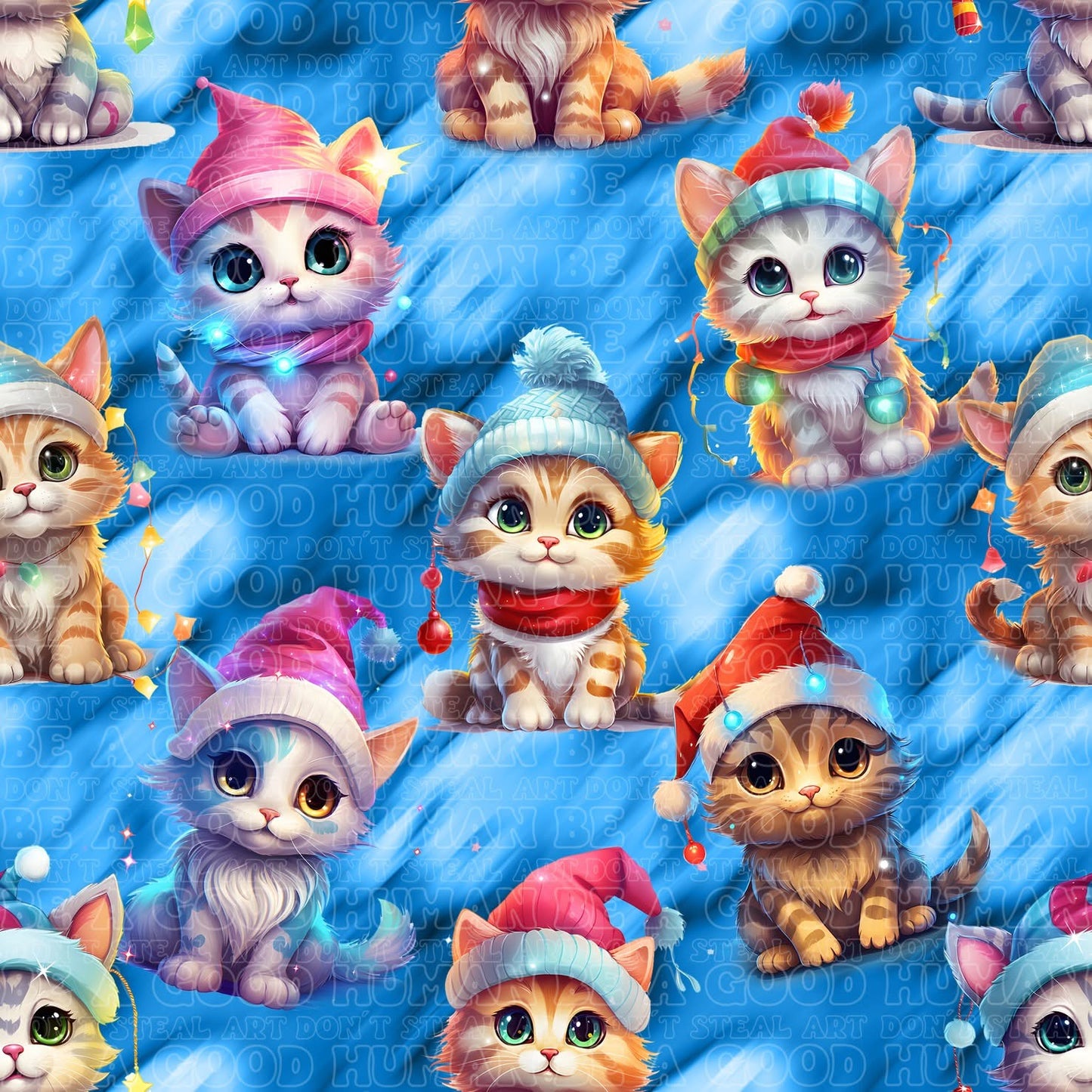 Christmas cats blue