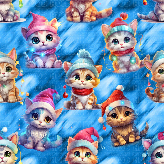 Christmas cats blue