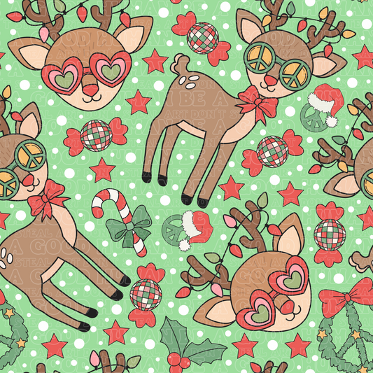 Christmas Groovy Reindeer green