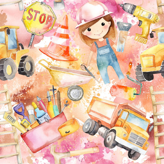 Vehicles construction girl