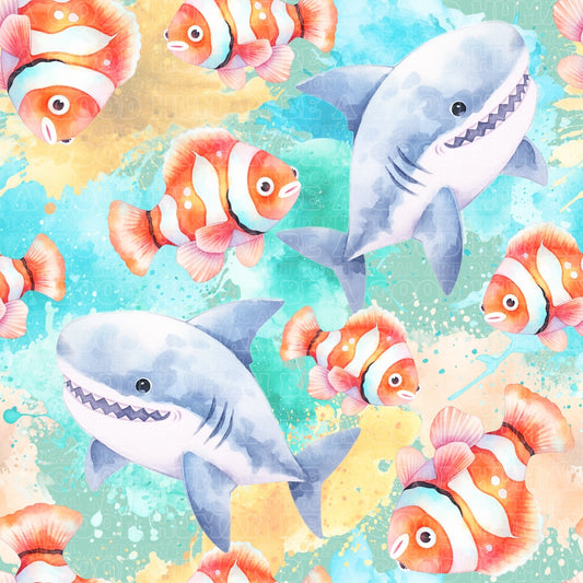 Animals shark clown fish