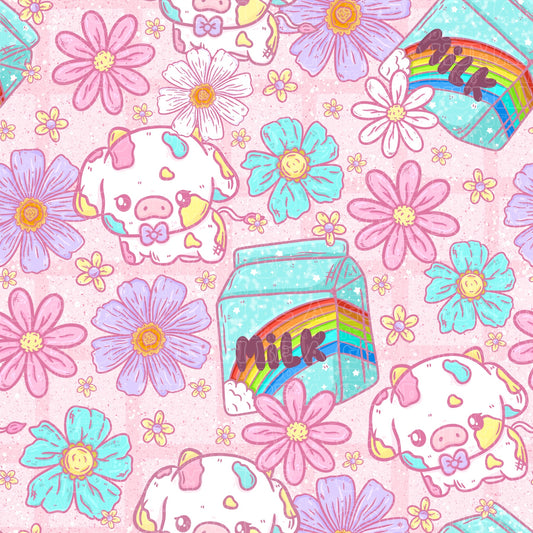 Farm animals cow floral 2