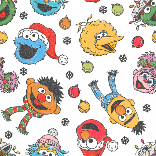 Christmas Sesame Street white