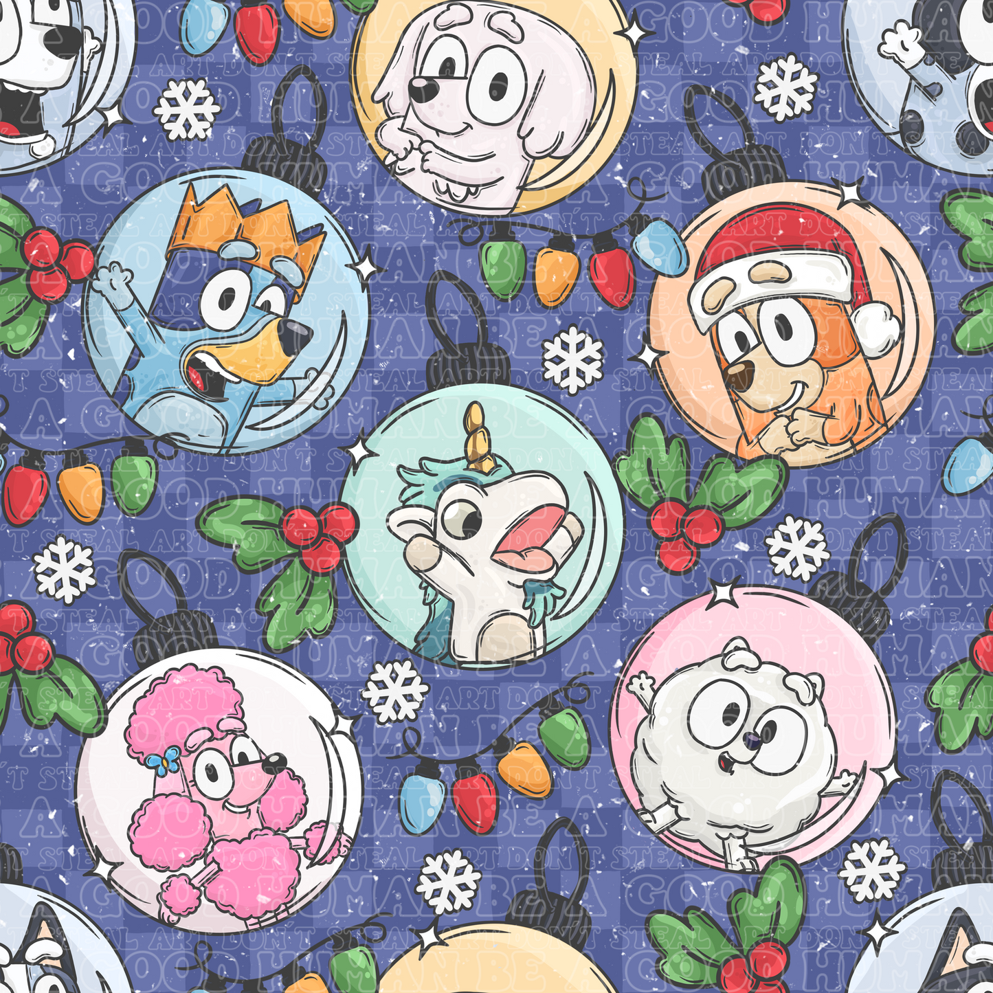 Christmas Blue Dog 9