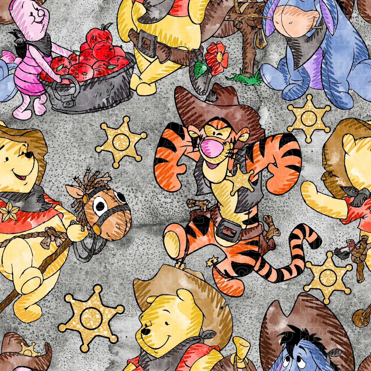 Bright Pooh Bear Cowboys