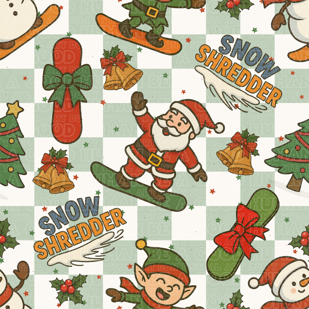 Christmas Santa snowboard
