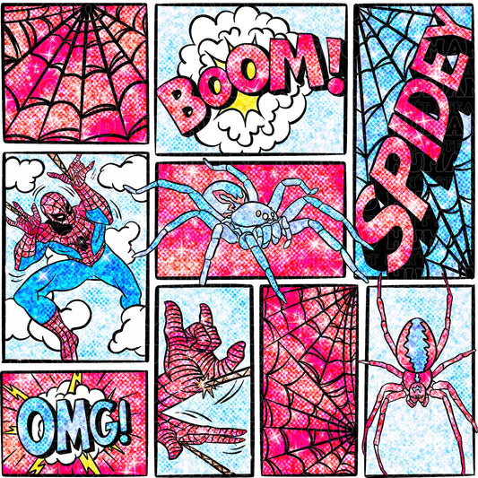 Bright Spider-Man collage glitter