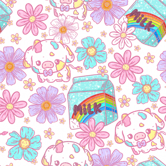 Farm animals cow floral