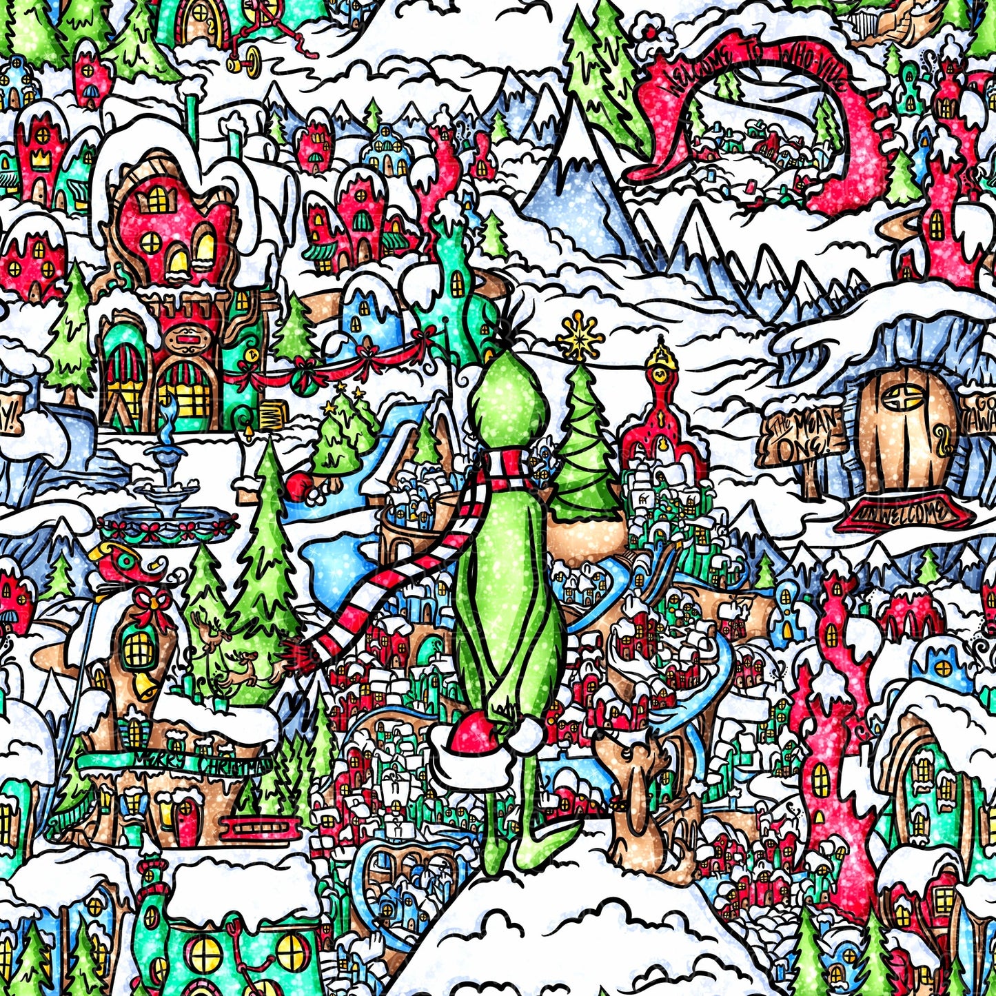 Bright Whoville Grinch snowing