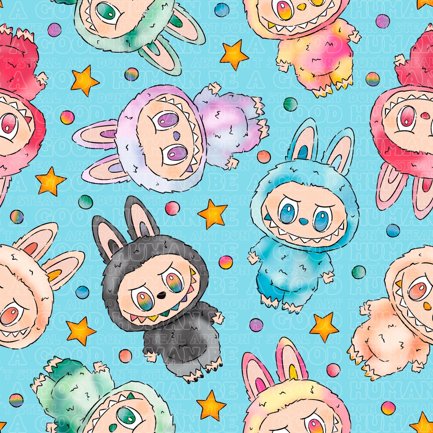 Labubu blue stars
