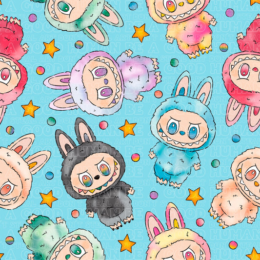 Labubu blue stars