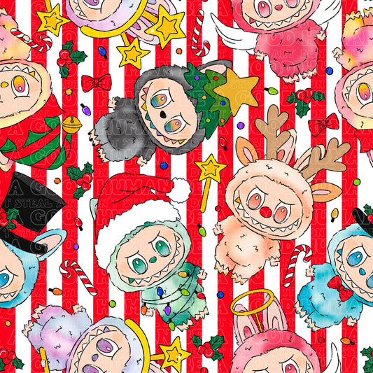 Christmas Labubu stripe