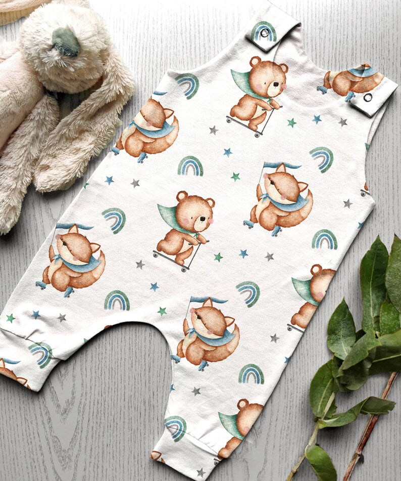 Animals bear on scooter